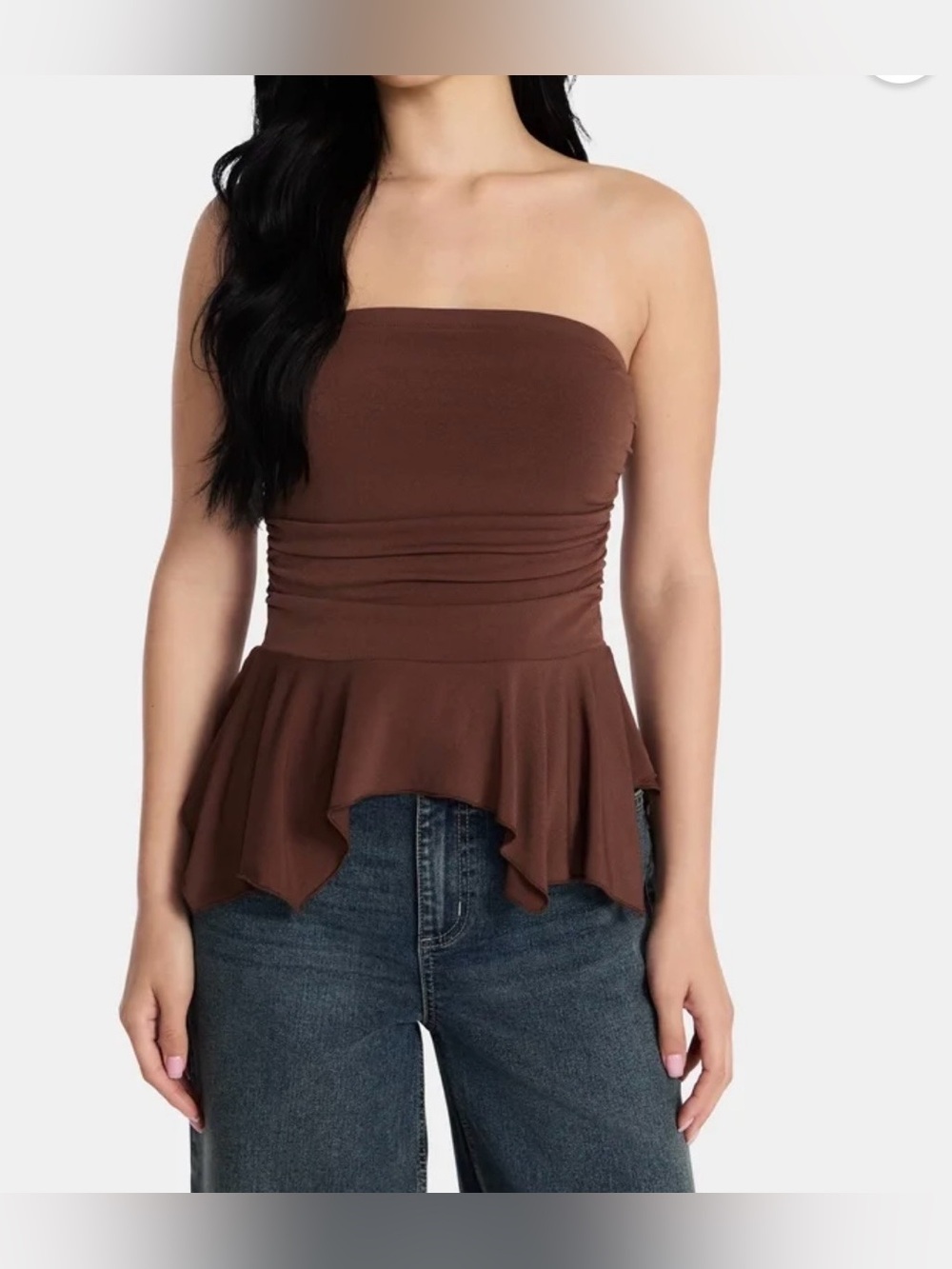 Madden NYC Women's Peplum Tube Top, Size XL